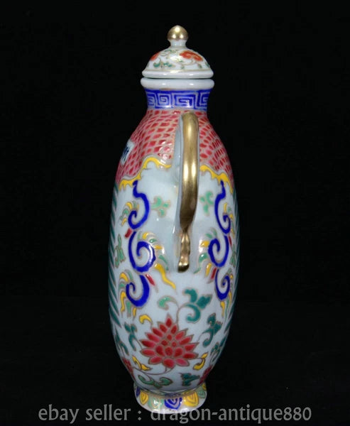 8.8" Old China Dynasty Colour Enamel porcelain Fengshui Phoenix Teapot Pot