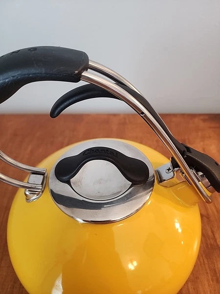 Chantal Enamel 1.8 Quart Whistling Tea Pot Kettle Livestrong Yellow Loop