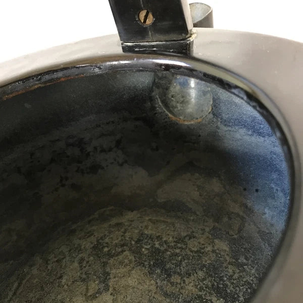 Vintage 60s 70s Mid Century Japanese Mushroom Spade Enamel Black Tea Pot Kettle