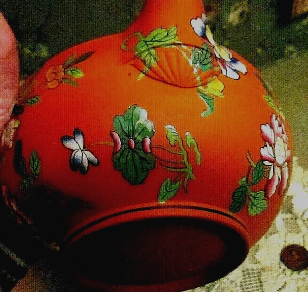 RARE Antique Wedgwood Pottery Enamel Rosso Antico Chinoiserie Teapot w Lid