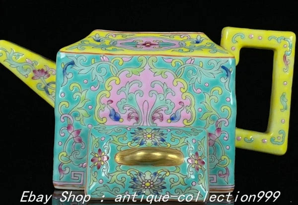 5.9" Yongzheng Enamel Colour Porcelain Gilt Flower Pattern Wine Tea Pot Flagon