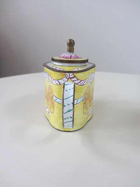Vintage 1999 Kelvin Chen Miniature Enamel Teapot # 76 Golden Retrievers