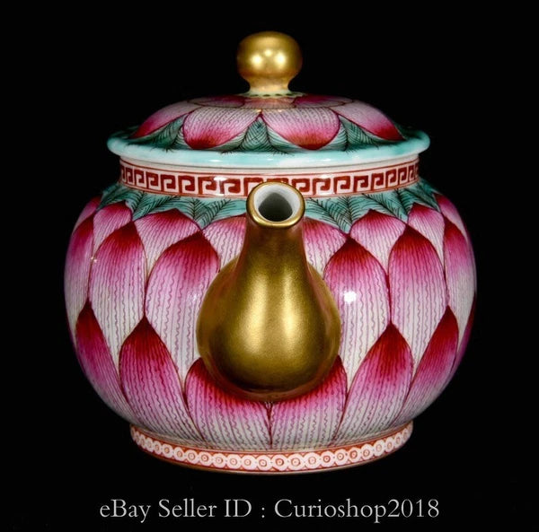 6.4" Qing Qianlong Marked Enamel Colour Porcelain Lotus Wine Tea Pot Flagon