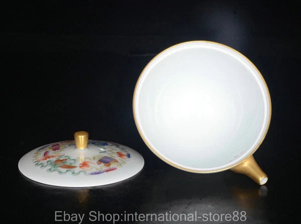 4.4" Qianlong Marked Old Chinese Enamel Porcelain Bat Flower Teapot Teakettle