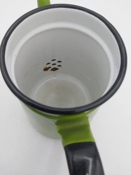 Vintage Mid Century Green Enamel Small Coffee pot with no lid