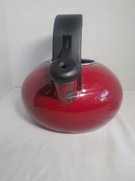 Kitchen Aid Porcelain Teapot White Whistling Gas & Electric Stove Top...