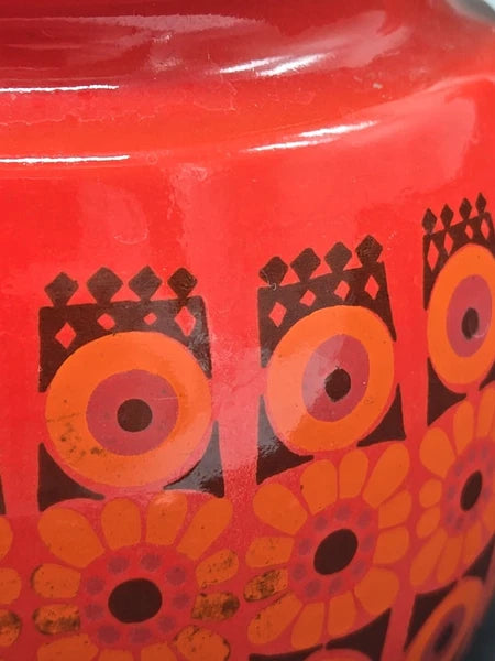 Vintage MCM Finel Kaj Franck Red Enamel Coffee Teapot Finland Retro Cast Iron