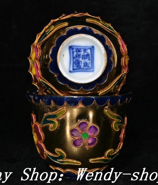 DaMing Chenghua Cloisonne Enamel Wucai Porcelain Dragon Teapot Cup Plate Set