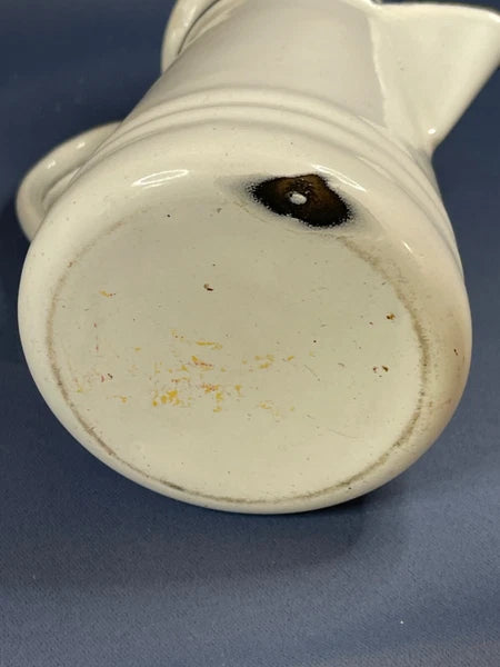 Enamelware Small 6 1/2" Coffee / Tea Pot White/Black Trim. RARE Find! 4736