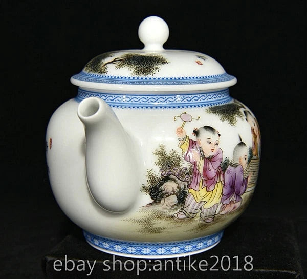 5.6" Old Chinese Yongzheng Enamel Porcelain Dynasty Child Play Tea Pot Kettle