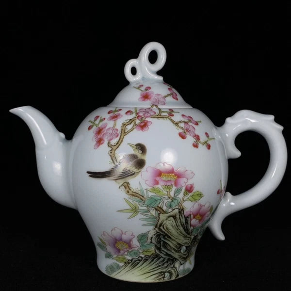 Chinese Enamel Colour Porcelain HandPainted Exquisite Flower&Bird Teapot 24729