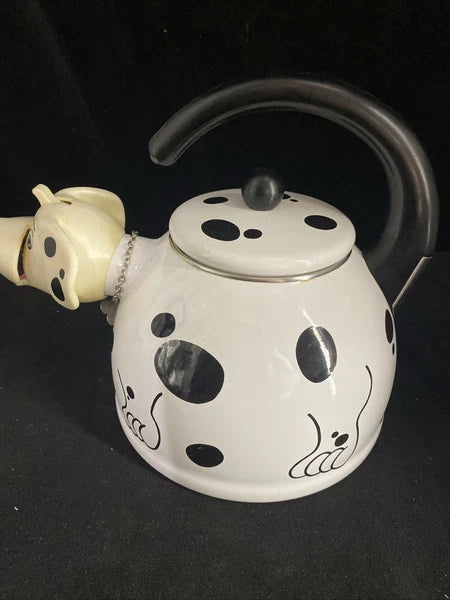 Whistle Teapot Kamenstein Dalmatian Dog Kettle Tea White 1980s Great Shape!