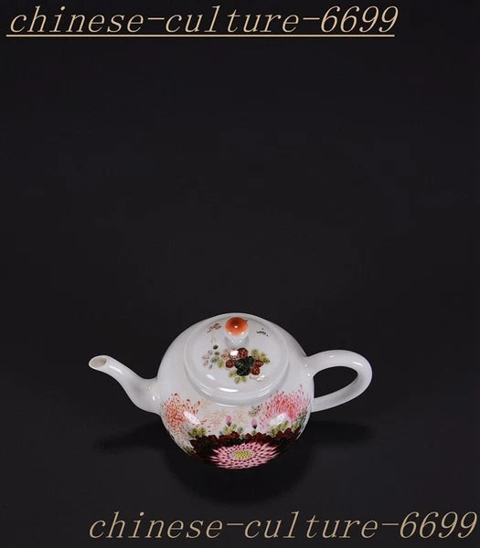 5.6" Old Chinese Dynasty enamel porcelain Luck flowers Wine Tea Pot Flagon