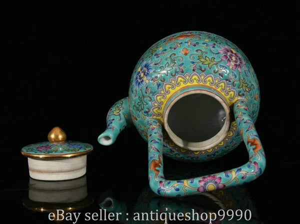5.4" Qing Yongzheng Marked Enamel Colour Porcelain Flower Wine Tea Pot Flagon