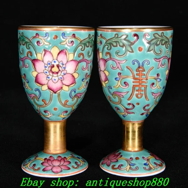 7.8''Qing Yongzheng Marked Enamel Colour Porcelain Flower Tea Pot Cup Mug Set