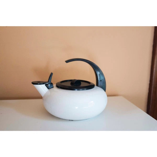 Unique black and white 1980s statement tea kettle
