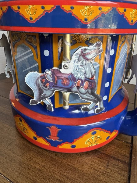 Vintage MKI Kamenstein World of Motion Tea Kettle Teapot Carousel Horses Spins