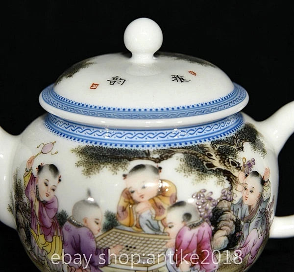 5.6" Old Chinese Yongzheng Enamel Porcelain Dynasty Child Play Tea Pot Kettle