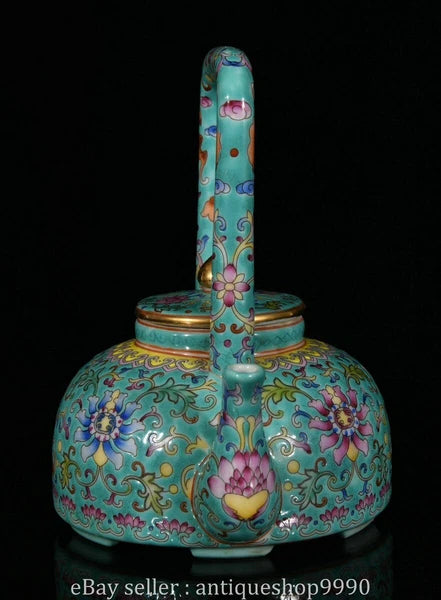 5.4" Qing Yongzheng Marked Enamel Colour Porcelain Flower Wine Tea Pot Flagon