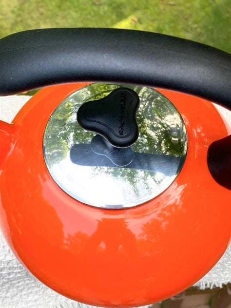Rachael Ray Orange Enamel Whistling Tea Kettle 1.5 Quart Large Top Handle