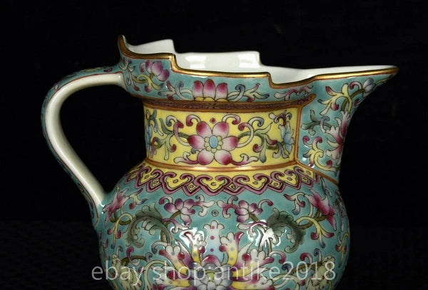 4.8" Old Chinese Yongzheng Marked Colour Enamel Porcelain Flower Mock Teapot Pot