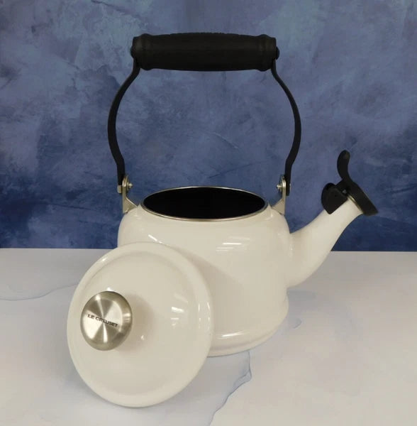 Le Creuset Enamel on Steel 1.25 Quart Demi Tea Kettle, White- New
