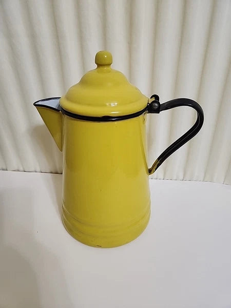 Vintage Yellow Enamel Teapot