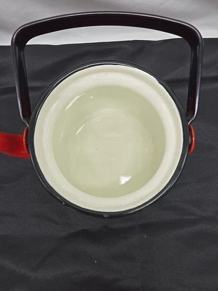 Vintage MCM Finel Kaj Franck Red Enamel Coffee Teapot Finland Retro Cast Iron