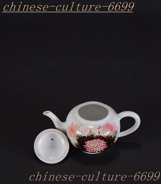 5.6" Old Chinese Dynasty enamel porcelain Luck flowers Wine Tea Pot Flagon