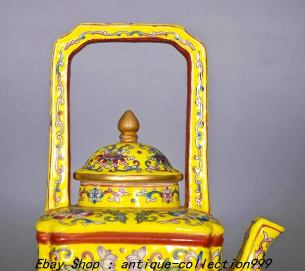 7.2" Yongzheng Enamel Colour Porcelain Gilt Flower Pattern Wine Tea Pot Flagon