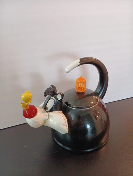 Vintage Looney Tunes Sylvester And Tweety Bird Enamel Tea Pot