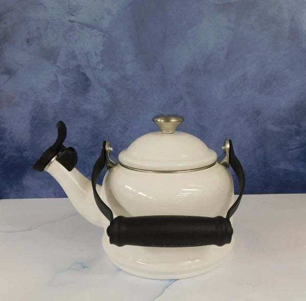 Le Creuset Enamel on Steel 1.25 Quart Demi Tea Kettle, White- New