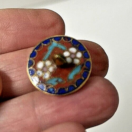 Vintage CHINESE CLOISONNE Brass and Enamel BROWN Miniature TEAPOT Floral Lid