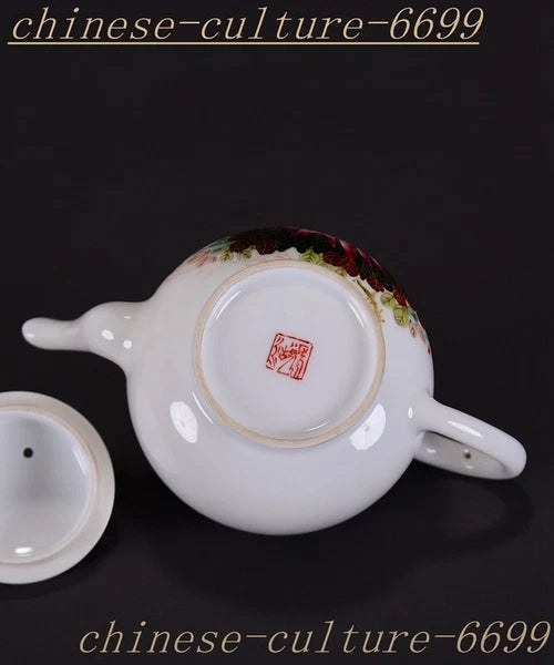 5.6" Old Chinese Dynasty enamel porcelain Luck flowers Wine Tea Pot Flagon
