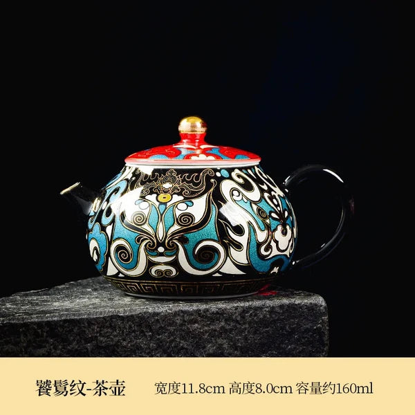 Gold and Silver Gilded Gaiwan, High-Grade Teapot, Porcelain Vintage Teapot