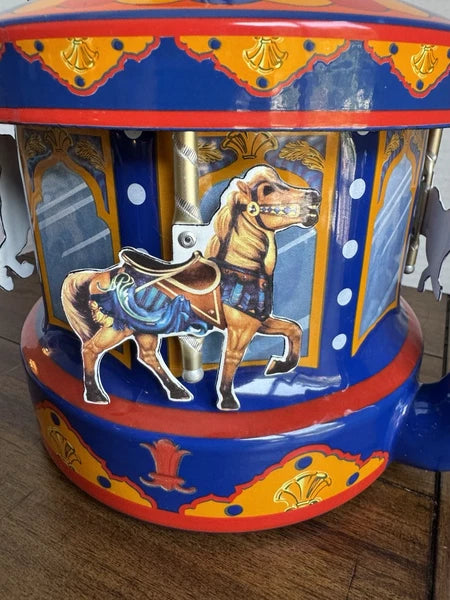 Vintage MKI Kamenstein World of Motion Tea Kettle Teapot Carousel Horses Spins