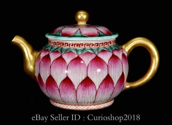 6.4" Qing Qianlong Marked Enamel Colour Porcelain Lotus Wine Tea Pot Flagon