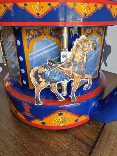 Vintage MKI Kamenstein World of Motion Tea Kettle Teapot Carousel Horses Spins