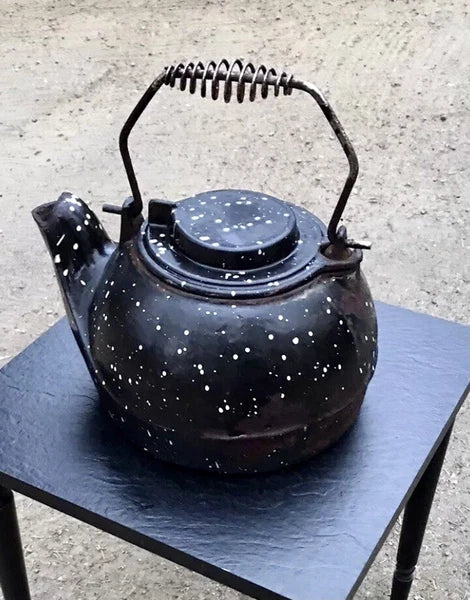 Vintage Cast Iron Plow & Hearth Antique Enamel Teapot Tea Pot Kettle Humidifier