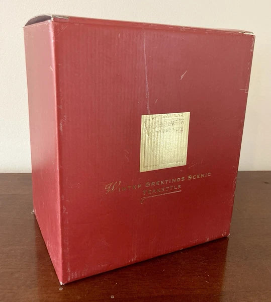 Lenox Winter Greetings Scenic Tea Kettle Enamel Cardinals NEW IN BOX!