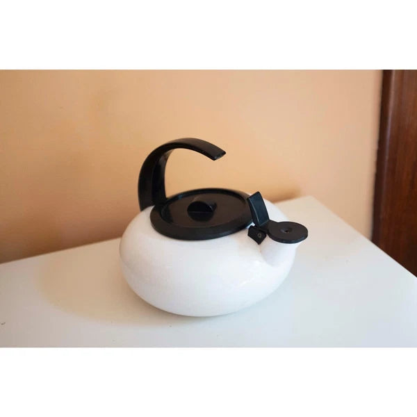 Unique black and white 1980s statement tea kettle