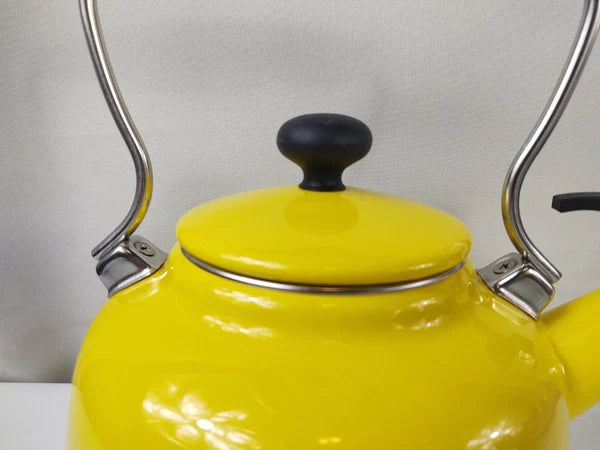 Chantal Yellow Enamel With Stainless Steel Whistling Tea Kettle Teapot Kitchen