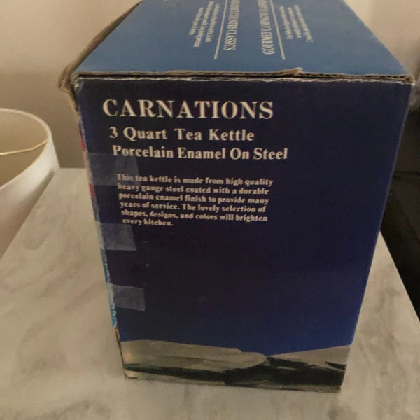 Carnations 3 Qt Flower Stencil Tea Kettle Porcelain Enamel On Steel READ BELOW