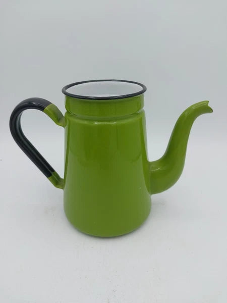 Vintage Mid Century Green Enamel Small Coffee pot with no lid