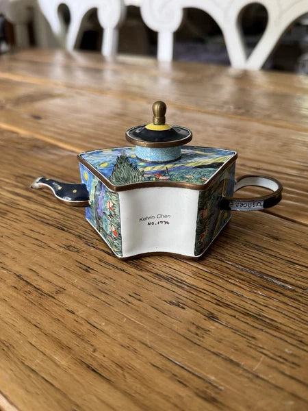 Kelvin Chen Enamel Miniature Teapot Pot Collection, Starry Night 2001 - Numbered