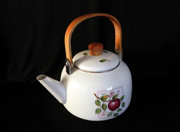 Vintage HIMARK Kitchen Concepts MALUS APPLES Enameled Tea Kettle Pot