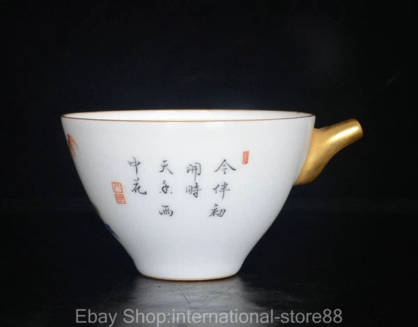 4.4" Qianlong Marked Old Chinese Enamel Porcelain Bat Flower Teapot Teakettle