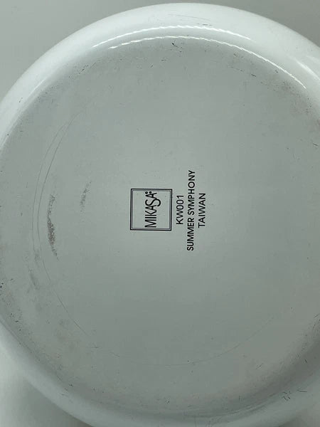 VTG MIKASA ENAMELED METAL TEA POT KETTLE FLOWERS BRASS KW001 SUMMER SYMPHONY