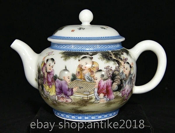 5.6" Old Chinese Yongzheng Enamel Porcelain Dynasty Child Play Tea Pot Kettle