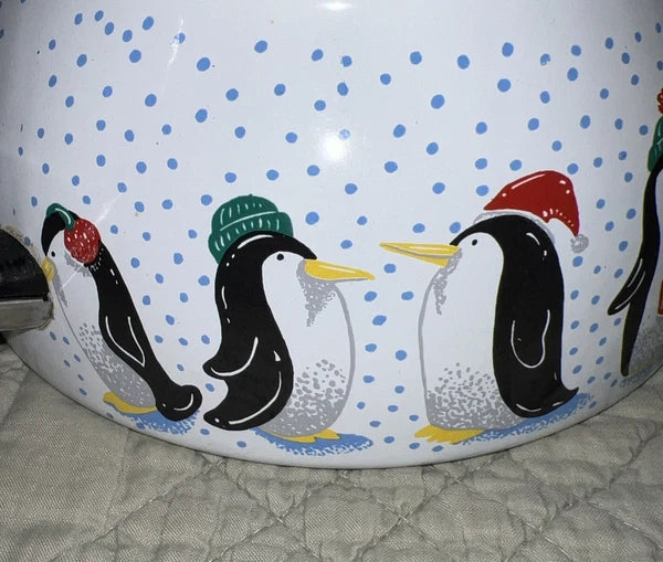 Polar Bear & Penguin 3 Qt Porcelain Enamel Roschko Teapot